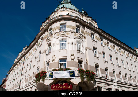 Grand Hôtel Union européenne, architecte Josip Vancaš, 1903 bâtiment Art Nouveau, Miklosiceva Cesta, Ljubljana, Slovénie Banque D'Images