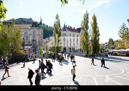 La place Prešeren, Ljubljana, Slovénie Banque D'Images