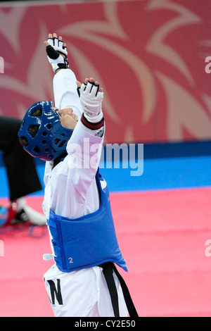 Jeux Olympiques de la jeunesse Singapour 2010 Men's 55kg Taekwondo finale Banque D'Images