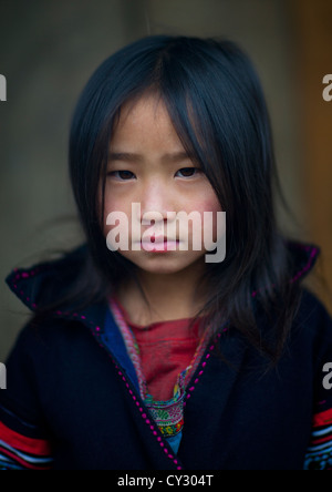 Fille de la tribu Hmong Noir, SAPA, Vietnam Banque D'Images