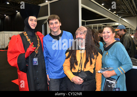 Star Trek fans habillés à la Convention Star Trek, Londres. Banque D'Images