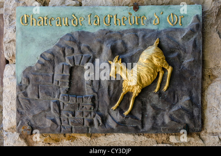 Signe pour les deux étoiles Michelin et l'hôtel La Chevre D'Or, Eze, France. Banque D'Images