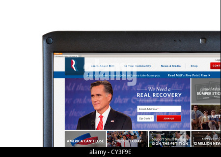 Le candidat présidentiel républicain Mitt Romney's 2012 site web de l'élection, USA Banque D'Images