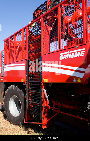 Rexor 620 Grimme arracheuse à betteraves dans un ciel bleu clair,UK. Banque D'Images