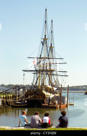 Massachusetts Salem,Salem Maritime National site historique, réplique East Indiaman Friendship, lancé 1797, navire, bateau, Salem Sound, MA120827004 Banque D'Images