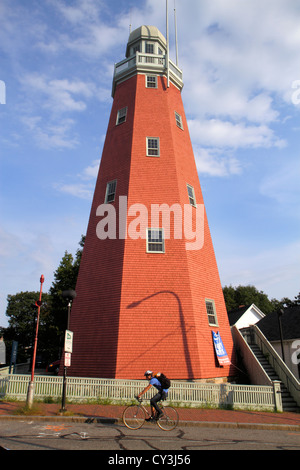 Portland Maine,Congress Street,Portland Observatory,construit en 1807,dernier ressurvivante tour de signalisation maritime,bâtiment,phare,motards vélos, Banque D'Images