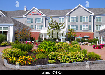 Maine Freeport,Hilton Garden Inn,motel,hôtel,façade,extérieur,entrée,paysage,fleur,ME120826003 Banque D'Images