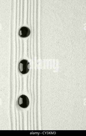 Les pierres noires dans le sable Banque D'Images