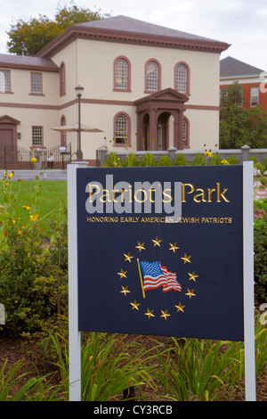 Rhode Island Newport,Patriot's Park,panneau,Touro Synagogue National Historic site,1763,US plus ancien bâtiment synagogue,musée,juif,religion,front,extérieur Banque D'Images