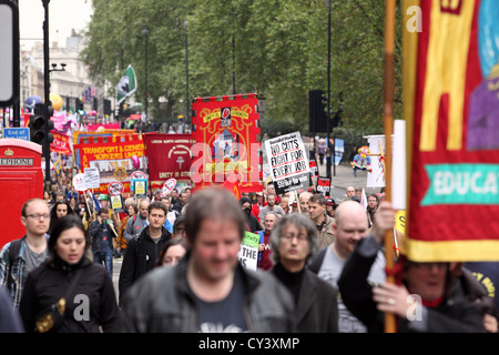 Un avenir qui travaille, TUC de protestation rally, Piccadilly central London, 20 Octobre Banque D'Images