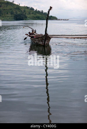 Le Lac Kivu bateaux traditionnels - Rwanda Banque D'Images