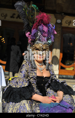 Les porteurs de masque, Carnaval de Venise, Italie. Banque D'Images