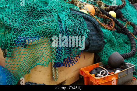 L'équipement de pêche sur la vérification à quai, Tobermory, Isle of Mull Banque D'Images
