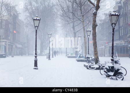 Première neige à Amsterdam dans l'hiver de 2012 Banque D'Images