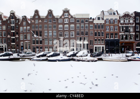 Première neige à Amsterdam dans l'hiver de 2012 Banque D'Images