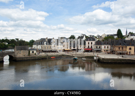 Vue sur le port de St Goustin, Port d'Auray, Auray, Morbihan, Bretagne, France Banque D'Images