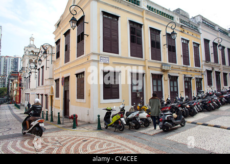 Bâtiments de style colonial portugais à Macao, Chine Banque D'Images