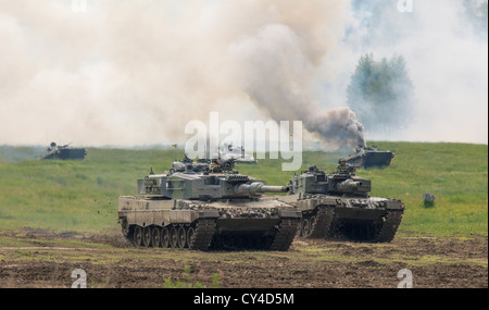 Leopard 2 A4 des chars de combat de l'armée finlandaise. Banque D'Images