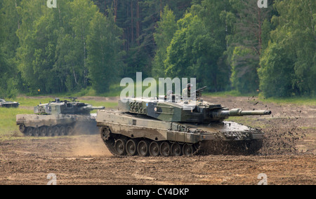 Leopard 2 A4 des chars de combat de l'armée finlandaise. Banque D'Images