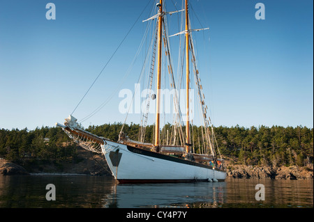 La goélette historique Zodiac ancré à Shaw Island dans les îles San Juan de la région de Puget Sound dans l'État de Washington, USA. Banque D'Images