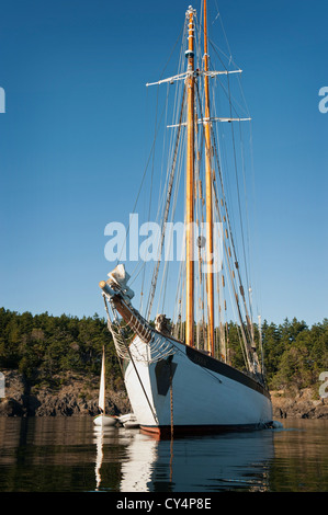La goélette historique Zodiac ancré à Shaw Island dans les îles San Juan de la région de Puget Sound dans l'État de Washington, USA. Banque D'Images
