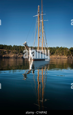 La goélette historique Zodiac ancré à Shaw Island dans les îles San Juan de la région de Puget Sound dans l'État de Washington, USA. Banque D'Images