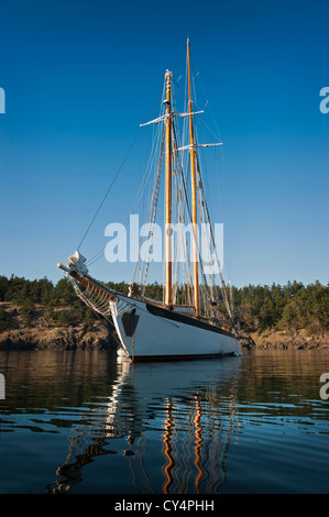 La goélette historique Zodiac ancré à Shaw Island dans les îles San Juan de la région de Puget Sound dans l'État de Washington, USA. Banque D'Images