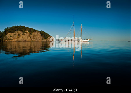 La goélette historique Zodiac ancré à Shaw Island dans les îles San Juan de la région de Puget Sound dans l'État de Washington, USA. Banque D'Images