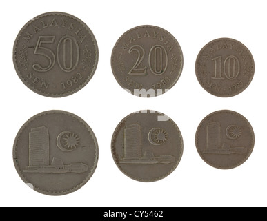Ancienne monnaie malaisienne sen isolated on white Banque D'Images