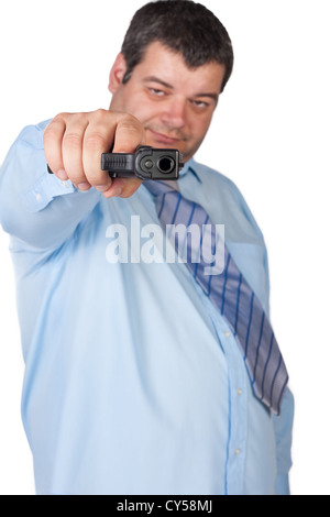 Homme avec un fusil prêt à tirer (focus sur l'arme) Banque D'Images