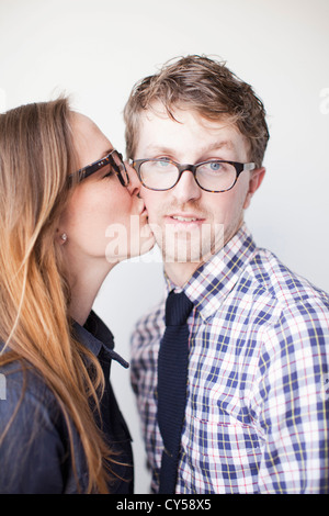 Studio Shot, portrait of young couple Banque D'Images