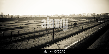 Vue sur Auschwitz II Birkenau camp de concentration à partir de la Garde côtière canadienne, la Tour de Pologne Banque D'Images