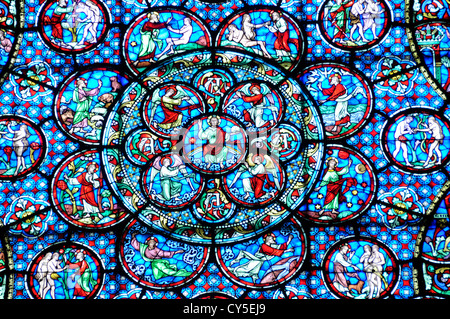 Vitrail dans la Cathédrale Notre Dame, Dijon, Côte-d'Or, Bourgogne, France Banque D'Images