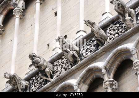 Les gargouilles sur la façade de la cathédrale Notre Dame à Dijon, Côte-d'Or, Bourgogne, France Banque D'Images