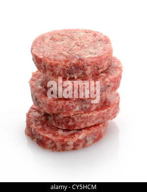 Pile de burgers de boeuf cru frais Banque D'Images