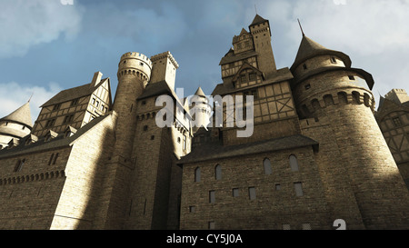 Les murs du château médiéval Banque D'Images