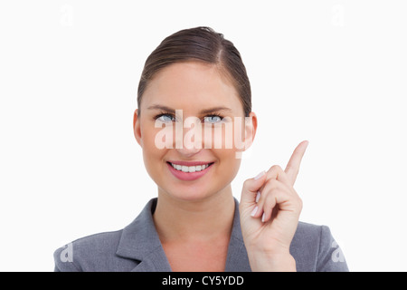 Close up of smiling tradeswoman vers le haut Banque D'Images