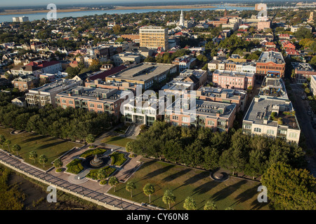 Vue aérienne de la batterie Charleston, Caroline du Sud. Banque D'Images