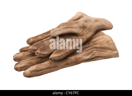 Gants de travail isolé sur blanc. Banque D'Images