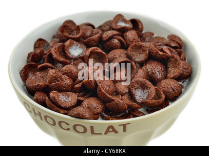 Bol à céréales et lait au chocolat Banque D'Images