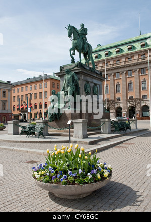 Statue de Gustav II Adolf et à cheval près de the Kings Garden, le centre de Stockholm, Suède Banque D'Images