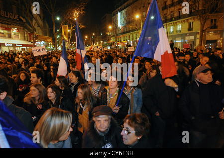 Les Juifs français manifester contre l'antisémitisme après l'assassinat de trois enfants juifs par tireur islamiste Mohamed Merah. Banque D'Images