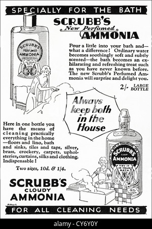 1930 Original vintage publicité imprimée à partir de l'anglais revue d'ammoniac Scrubb publicité produit de nettoyage Banque D'Images