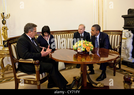 Le président américain Barack Obama rencontre le président polonais Bronislaw Komorowski au Palais présidentiel le 27 mai 2011 à Varsovie, Pologne. Banque D'Images