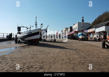 La coble atterrissage à Filey, East Yorkshire Banque D'Images