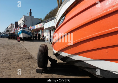 La coble atterrissage à Filey, East Yorkshire Banque D'Images