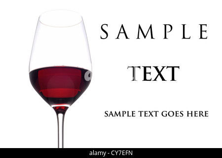 Vin rouge verre isolé sur blanc avec texte - Banque D'Images