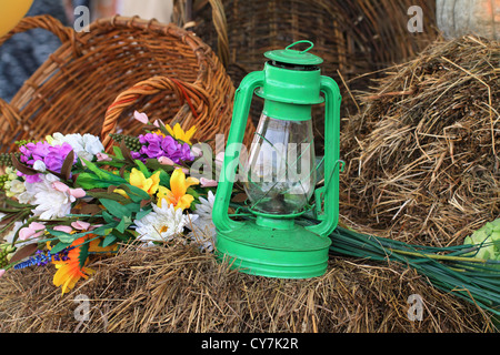 Le vieillissement de la lampe de kérosène à Hay Banque D'Images