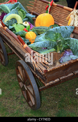 Les légumes dans le panier sur le marché rural Banque D'Images