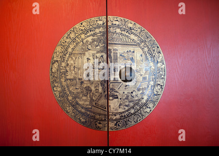 Une porte rouge chinois Vintage Banque D'Images